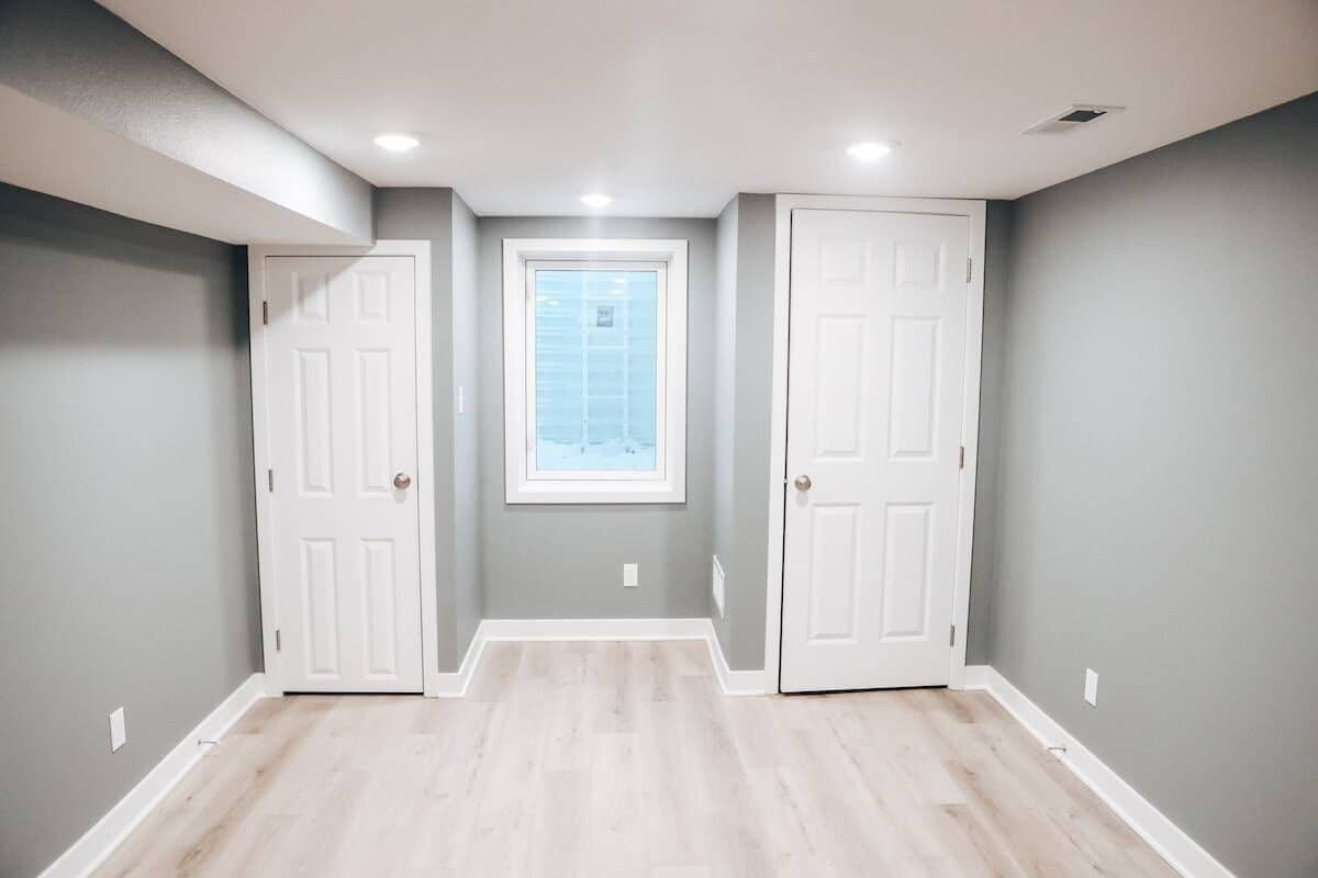 basement featuring two closets and egress window